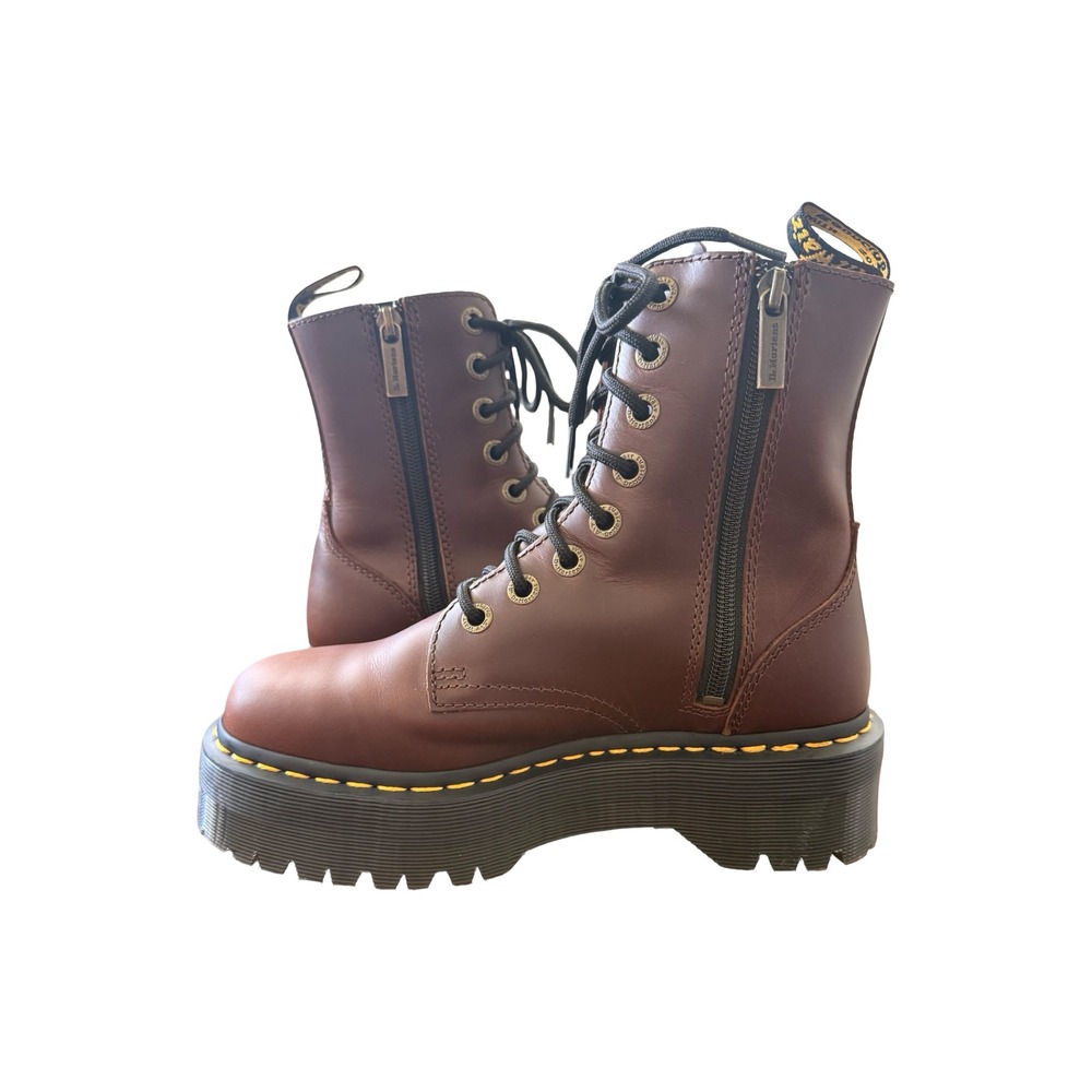 Dr Martens Jadon Platform Boots Brown Leather Classic Zip Womens 7 38 EU - Picture 10 of 13